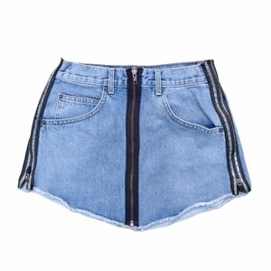 Carmar denim mini skirt 28 zipper side and front